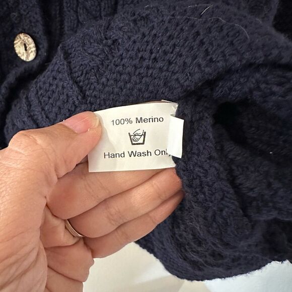 Celtic & Co. The Shetland Cardigan Navy Blue Sz M - Picture 7 of 9